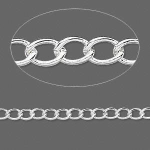 Цепочка, 5*3.5 мм, витая, посеребренная