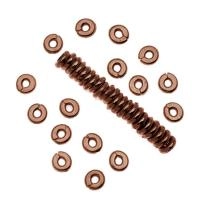 Бусина металлическая, 4х1мм, TierraCast, рондель Heishi кенийская, базовый материал - оловянный сплав, медная, 20 шт.