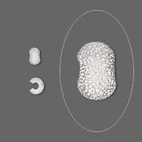 Кримпы, 4мм, покрывные, звездная пыль, базовый материал - латунь, посеребренные, 10 шт.