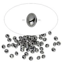 Бусина металлическая, 3х2мм, рондель, базовый материал - латунь, вороненая сталь, 20 шт.