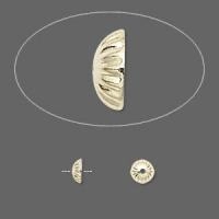 Шапочка для бусин (обниматель), 5х2мм, круглый, ребристый, базовый материал - латунь, позолоченный, 50 шт., УЦЕНКА