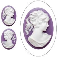 Камея акриловая, 25х18мм, девушка, белая на фиолетовом, набор (2 шт.)
