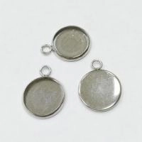 Рамка для кабошона 22х18мм (внутренний размер 16мм), круглая, лаконичная, базовый материал - нержавеющая сталь, без покрытия, 5 шт.