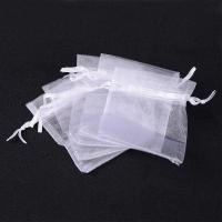 Мешочек из органзы, 9х7см, белый с белой ленточкой, 10 шт., УЦЕНКА