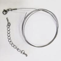 Набор для бус (колье, браслета), тросик стального цвета с концевиками, карабином и удлинителем из нержавеющей стали, базовый материал - нержавеющая сталь, 1 метр + 8 см