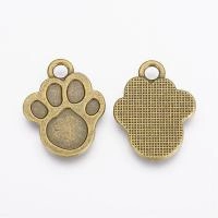 Подвеска, 22.5х18мм, отпечаток лапы, базовый материал - цинковый сплав, бронзовый, 1 шт.