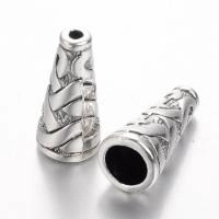 Конус, 18х8мм (внутренний размер 6.7мм), с кельтским узором, базовый материал - цинковый сплав, стиль тибетское серебро, 1 шт.