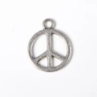 Подвеска, 22х18мм, пацифистский знак, базовый материал - цинковый сплав, стиль тибетское серебро, 10 шт.