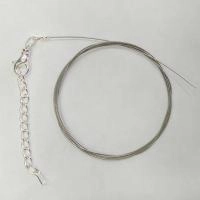 Набор для бус (колье, браслета), тросик стального цвета с посеребренными концевиками, карабином и удлинителем, базовый материал - сталь, 1 метр + 7 см