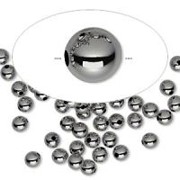 Бусина металлическая, 4мм, гладкая, базовый материал - латунь, вороненая сталь, 20 шт.