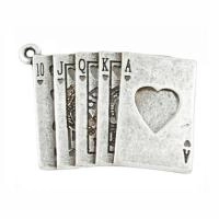 Подвеска, 32х21мм, игральные карты, базовый материал - цинковый сплав, стиль тибетское серебро, 5 шт.