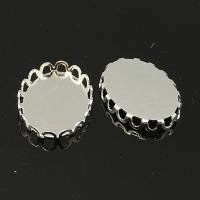 Рамка для кабошона 19х14мм (внутренний размер 18х13мм), без петельки, базовый материал - латунь, серебристая, 1 шт., УЦЕНКА