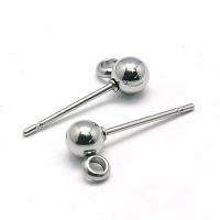 Пусеты, 7х4мм, с шариком и петелькой, базовый материал - нержавеющая сталь, без покрытия, 5 пар