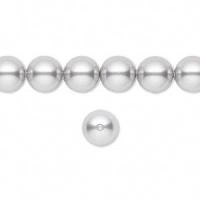 Бусина хрустальная, 8мм, жемчуг Swarovski (#5810), круглый, цвет светло-серый (light grey), 5 шт., УЦЕНКА