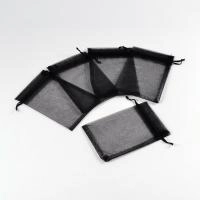 Мешочек из органзы, 15х10см, черный с черной ленточкой, 10 шт.