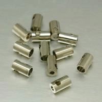 Концевики, 6.5х3.7мм, цилиндры со сквозным и поперечным отверстиями, базовый материал - латунь, стального цвета, пара