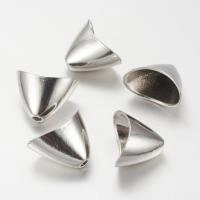 Конус, 20х14.5х11мм (внутренний размер 16х9мм), плоский, с неровным краем, базовый материал - цинковый сплав, стиль тибетское серебро, 5 шт.