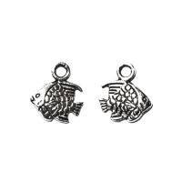 Подвеска, 10.5х10мм, маленькая рыбка, базовый материал - цинковый сплав, стиль тибетское серебро, 1 шт.