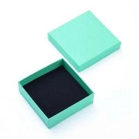 Подарочная коробочка, 9х9х3см, текстурированная, бирюзово-голубая, 1 шт.