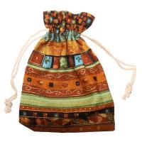 Мешочек холщовый, 13х10см, Этника, в горчично-зеленых тонах, 2 шт.