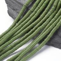 Бусины из гибкой полимерной глины, 4х1мм, диски (чипсы), оливкового цвета, 350-400 шт., низка