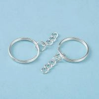 Основа под брелок, 47х25мм, кольцо двойное, с цепочкой, базовый материал - железо, серебристого цвета, около 21 грамм Основа под брелок, 47х25мм, кольцо двойное, с цепочкой, базовый материал - железо, серебристого цвета, около 21 грамм