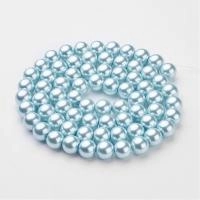 Бусина стеклянная, 12мм, жемчуг искусственный, серо-голубой, 70 шт., низка