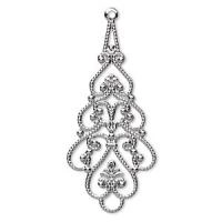 Подвеска, 38х18мм, фигурная, базовый материал - латунь, вороненая сталь, 2 шт.