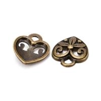 Подвеска, 15х12.5мм, сердце с орнаментом, базовый материал - цинковый сплав, бронзовое, 1 шт.