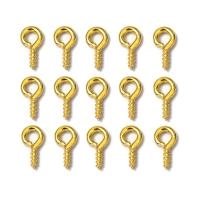 Штифт вкручивающийся, 8.5х4мм, с петелькой, базовый материал - железо, золотистого цвета, 5 грамм