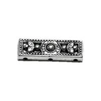 Разделитель, 25х8мм, с резным растительным узором, на 3 отверстия, базовый материал - цинковый сплав, стиль тибетское серебро, 10 шт.