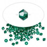 Бусина Swarovski, 3мм, Биконус (#5328), изумрудный (цвет 205), 10 шт.