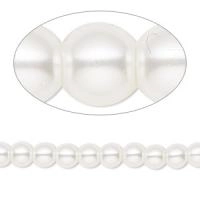 Бусина стеклянная, 5.7-6.2мм, жемчуг искусственный, белый, 70 шт., низка