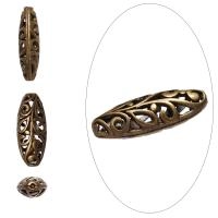 Бусина металлическая, 23х10х7мм, удлиненный овал, с резным узором, базовый материал - цинковый сплав, бронзовый с чернением, 5 шт.