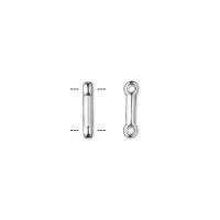 Разделитель, 11.5х3мм, гантелька, на 2 отверстия, базовый материал - оловянный сплав, посеребренная, 1 шт., УЦЕНКА