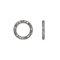 Коннектор, 14х1.7мм, узорное кольцо, базовый материал - цинковый сплав, посеребренное с чернением, 10 шт.