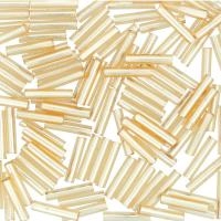 Бисер TOHO Bugle, размер 9мм, цвет #22F (Внутреннее серебрение, матовый, светлый топаз), 10 грамм