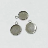 Рамка для кабошона 18х14мм (внутренний размер 12мм), круглая, лаконичная, базовый материал - нержавеющая сталь, без покрытия, 1 шт.