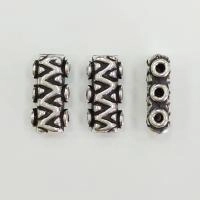 Разделитель, 16х7.5х5мм, Индия, с зигзагами, на 3 отверстия, базовый материал - латунь, посеребренный с чернением, 5 шт.