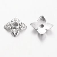 Шапочка для бусин (обниматель), 5.5х1.7мм, листики, базовый материал - цинковый сплав, стиль тибетское серебро, 5 грамм