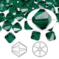 Бусина Swarovski, 8мм, Биконус (#5328), изумрудный (цвет 205), 1 шт.