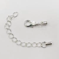 Застежка-карабин 12х6мм с удлиняющей цепочкой и клеевыми концевиками 5х2.8мм (внутренний размер 2мм), Beadalon, базовый материал - латунь, посеребренные, 2 шт.