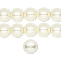 Бусина стеклянная, 10мм, жемчуг искусственный, слоновая кость, 42 шт., низка