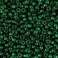 Бисер TOHO круглый, размер 11/0, цвет #939 (Прозрачный, зеленый изумруд), 10 грамм