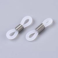 Коннектор для держателя для очков, 21х4.7мм, регулируемого размера, базовый материал - резина, цвет прозрачно-белый/стальной, пара