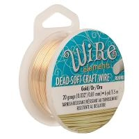 Проволока гибкая, 0.812мм, Wire elements (Craft Wire), не темнеющая, золотистого цвета, катушка, 5.5 метров