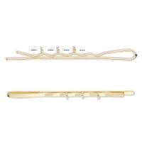 Основа для заколки-невидимки, 55мм, с тремя петельками, базовый материал - сталь, позолоченная, 1 шт.