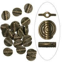 Бусина металлическая, 11х3.6мм, плоская спираль, базовый материал - цинковый сплав, бронзовая с чернением, 20 шт.