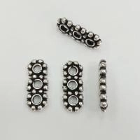 Разделитель, 15х6.5х2мм, Индия, цветочки, на 3 отверстия, базовый материал - латунь, посеребренные с чернением, 5 шт.