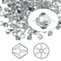 Бусина Swarovski, 4мм, Биконус (#5328), прозрачный с металлизированными гранями (цвет 001CAL), 10 шт.